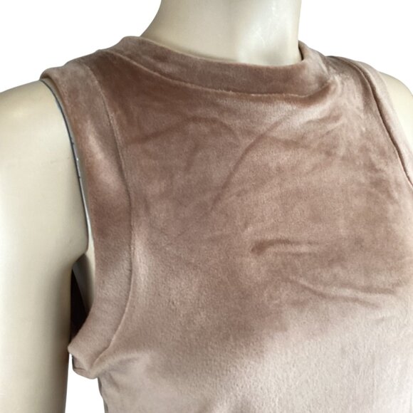 Skims Velour Tank Top Size Large Velvet Sleeveless Cropped Brown‎ Tan Stretch - Picture 6 of 7
